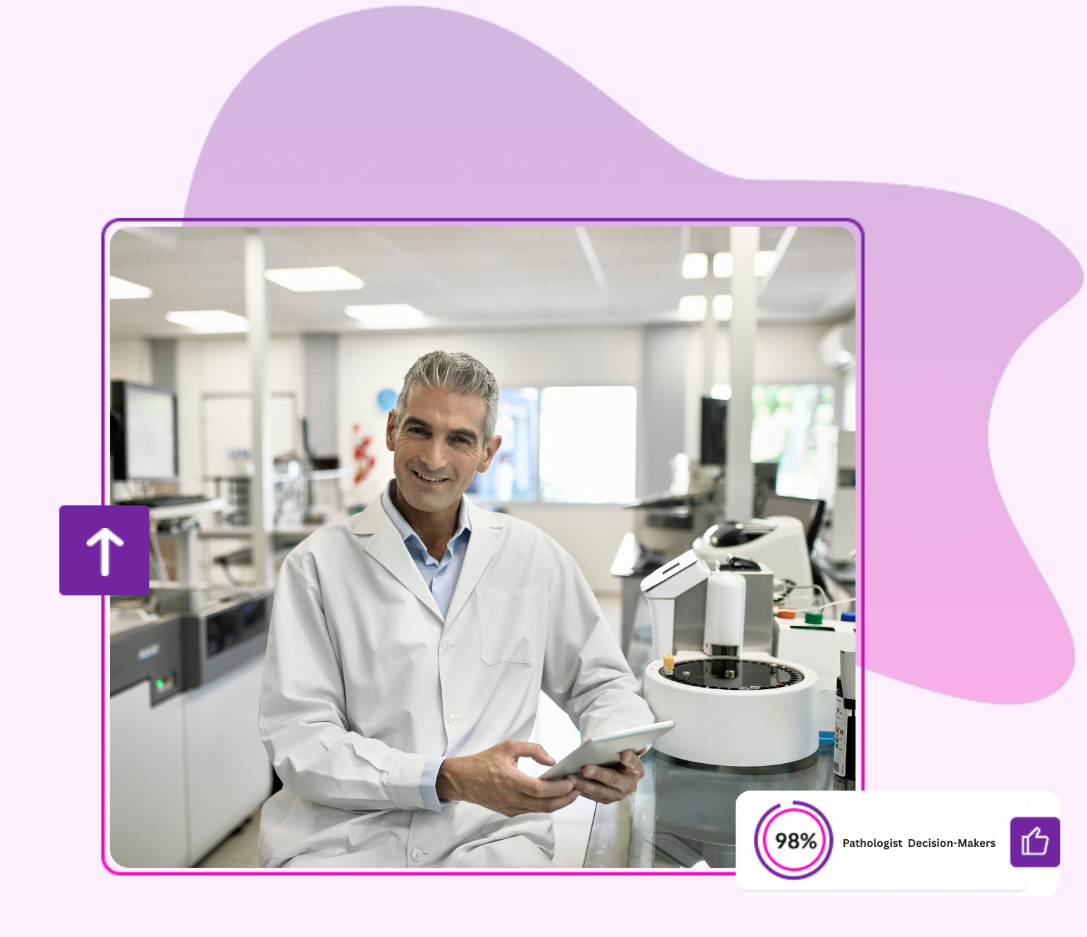 Pathologist examining tissue samples under a microscope in a medical lab
