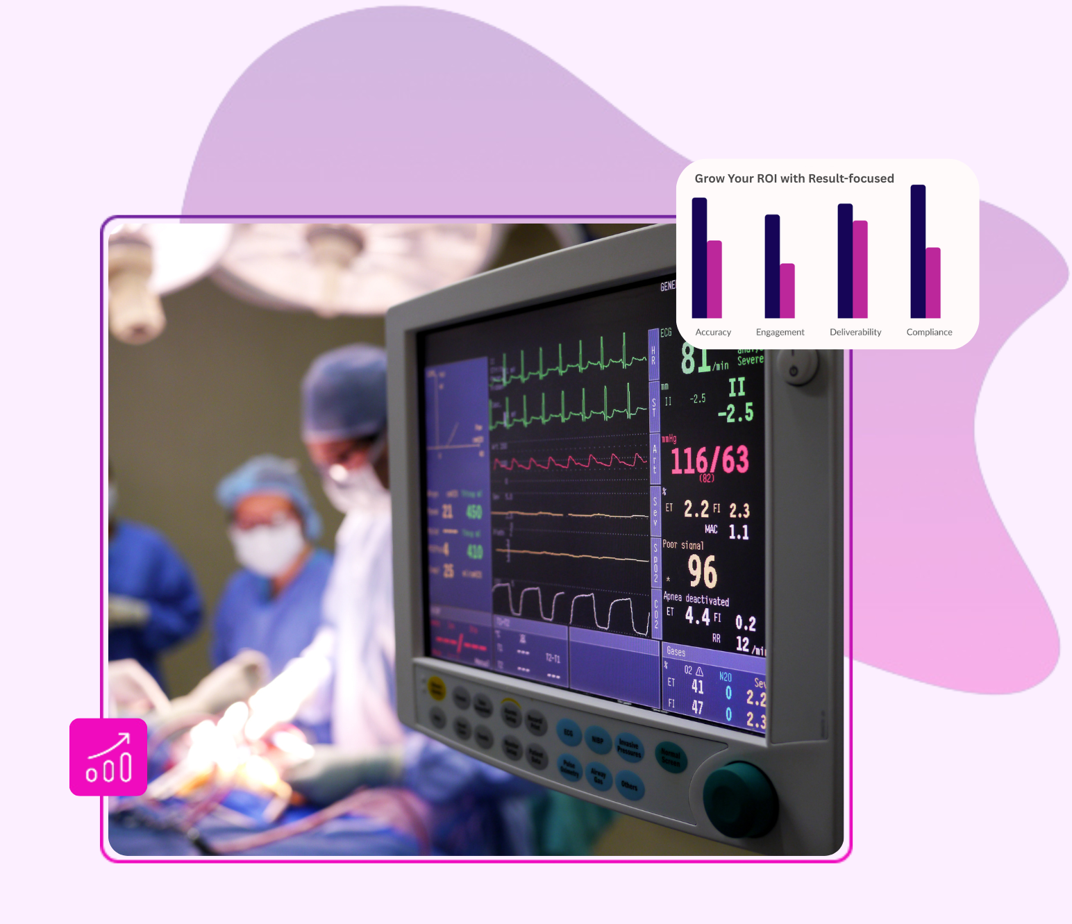 Surgeon preparing for an operation in a sterile operating room with medical staff